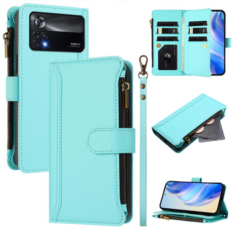 Magnetic Closure 9 Card Slots Zipper Leather Case with Hand Strap, For Xiaomi 12T / 12T Pro / Redmi K50 Ultra, For Xiaomi 12S Ultra, For Xiaomi 12 Pro / 12S Pro, For Xiaomi 12 / 12X / 12S, For Xiaomi 12 Lite, For Xiaomi Poco C40 / Redmi 10C            ...