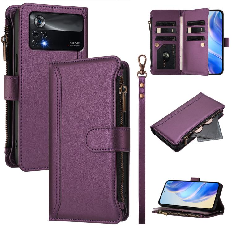 Magnetic Closure 9 Card Slots Zipper Leather Case with Hand Strap, For Xiaomi 12T / 12T Pro / Redmi K50 Ultra, For Xiaomi 12S Ultra, For Xiaomi 12 Pro / 12S Pro, For Xiaomi 12 / 12X / 12S, For Xiaomi 12 Lite, For Xiaomi Poco C40 / Redmi 10C            ...
