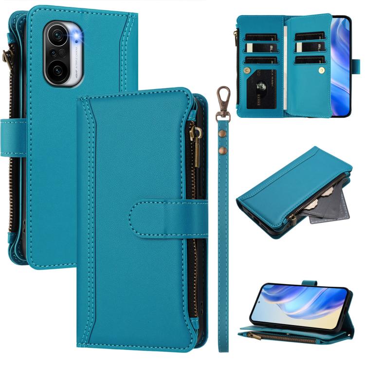 Magnetic Closure 9 Card Slots Zipper Leather Case with Hand Strap, For Xiaomi 12T / 12T Pro / Redmi K50 Ultra, For Xiaomi 12S Ultra, For Xiaomi 12 Pro / 12S Pro, For Xiaomi 12 / 12X / 12S, For Xiaomi 12 Lite, For Xiaomi Poco C40 / Redmi 10C            ...
