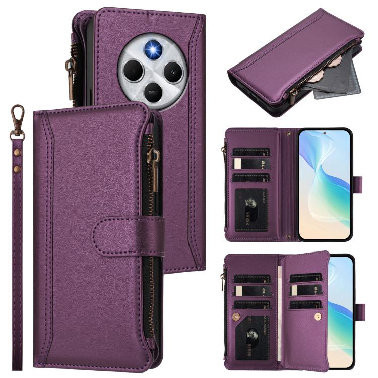 Magnetic Closure 9 Card Slots Zipper Leather Case with Hand Strap, For Xiaomi 17 Max 5G, For Xiaomi 17T Pro 5G, For Xiaomi Poco M7 4G 169mm, For Xiaomi 15T Pro 5G, For Xiaomi 15T 5G, For Xiaomi Civi 5 Pro, For Xiaomi 15S Pro                            ...