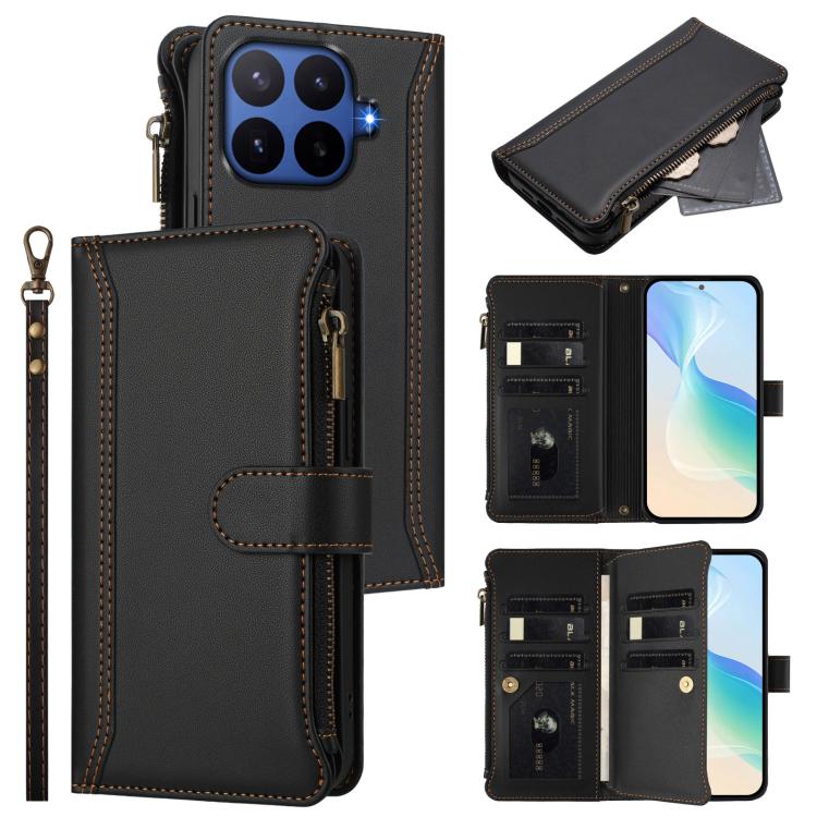 Magnetic Closure 9 Card Slots Zipper Leather Case with Hand Strap, For Xiaomi 17 Max 5G, For Xiaomi 17T Pro 5G, For Xiaomi Poco M7 4G 169mm, For Xiaomi 15T Pro 5G, For Xiaomi 15T 5G, For Xiaomi Civi 5 Pro, For Xiaomi 15S Pro                            ...