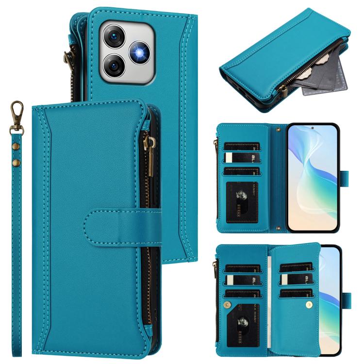 Magnetic Closure 9 Card Slots Zipper Leather Case with Hand Strap, For Ulefone Note 21, For Ulefone Note 18 Ultra / Note 18 Pro, For Ulefone Note 20 Pro, For Ulefone Note 19, For Ulefone Note 17 Pro, For Ulefone Note 16 Pro, For Ulefone Note 14