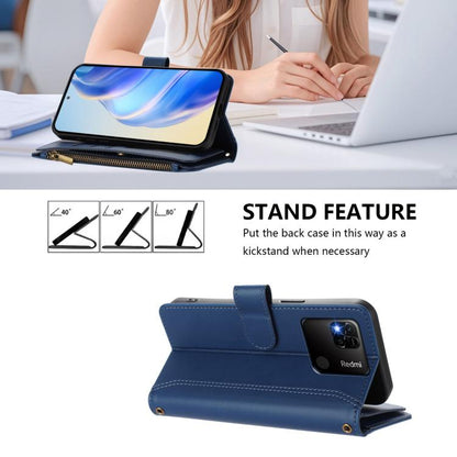 Magnetic Closure 9 Card Slots Zipper Leather Case with Hand Strap, For Redmi 10A / 9C, For Redmi 10 4G / 10 2022, For Redmi Note 10 5G / Note 10T 5G, For Redmi K40 / K40 Pro / Poco F3, For Redmi Note 10 Pro / Note 10 Pro Max