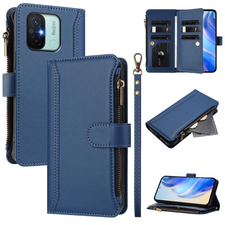 Magnetic Closure 9 Card Slots Zipper Leather Case with Hand Strap, For Redmi Note 12 Turbo / Poco F5, For Redmi K60 / K60 Pro / Poco F5 Pro, For Redmi Note 11 / 11S 4G / 12S 4G, For Redmi A1+ / A2+ / Poco C50 / Poco C51, For Redmi Note 11 Pro 4G / 5G  ...