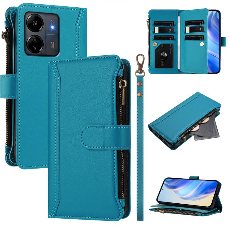 Magnetic Closure 9 Card Slots Zipper Leather Case with Hand Strap, For Redmi K80 / K80 Pro, For Redmi Note 14 Pro 4G, For Redmi Note 14 4G 163.25mm, For Redmi 14C 4G / 14R 5G / A3 Pro, For Redmi Note 14 Pro+ 5G, For Redmi K70 Ultra                     ...
