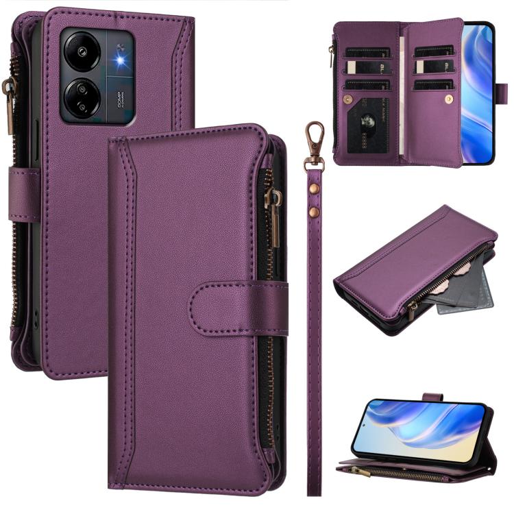Magnetic Closure 9 Card Slots Zipper Leather Case with Hand Strap, For Redmi K80 / K80 Pro, For Redmi Note 14 Pro 4G, For Redmi Note 14 4G 163.25mm, For Redmi 14C 4G / 14R 5G / A3 Pro, For Redmi Note 14 Pro+ 5G, For Redmi K70 Ultra                     ...