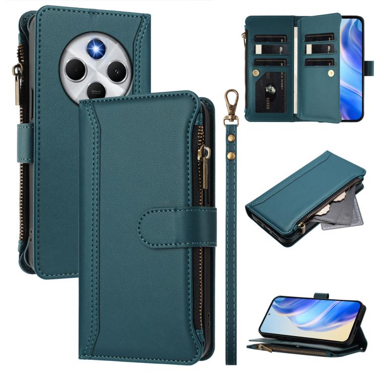 Magnetic Closure 9 Card Slots Zipper Leather Case with Hand Strap, For Redmi K80 / K80 Pro, For Redmi Note 14 Pro 4G, For Redmi Note 14 4G 163.25mm, For Redmi 14C 4G / 14R 5G / A3 Pro, For Redmi Note 14 Pro+ 5G, For Redmi K70 Ultra                     ...
