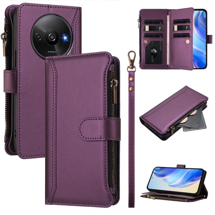 Magnetic Closure 9 Card Slots Zipper Leather Case with Hand Strap, For Redmi K80 / K80 Pro, For Redmi Note 14 Pro 4G, For Redmi Note 14 4G 163.25mm, For Redmi 14C 4G / 14R 5G / A3 Pro, For Redmi Note 14 Pro+ 5G, For Redmi K70 Ultra                     ...