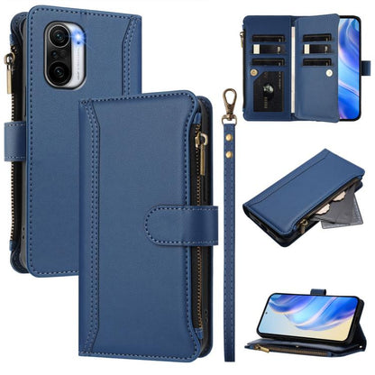 Magnetic Closure 9 Card Slots Zipper Leather Case with Hand Strap, For Redmi 10A / 9C, For Redmi 10 4G / 10 2022, For Redmi Note 10 5G / Note 10T 5G, For Redmi K40 / K40 Pro / Poco F3, For Redmi Note 10 Pro / Note 10 Pro Max
