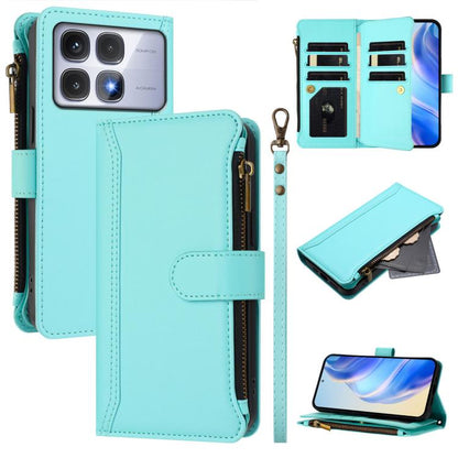 Magnetic Closure 9 Card Slots Zipper Leather Case with Hand Strap, For Redmi K80 / K80 Pro, For Redmi Note 14 Pro 4G, For Redmi Note 14 4G 163.25mm, For Redmi 14C 4G / 14R 5G / A3 Pro, For Redmi Note 14 Pro+ 5G, For Redmi K70 Ultra                     ...