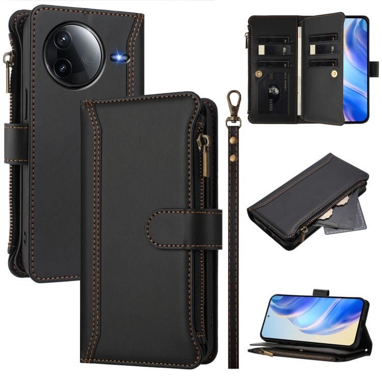 Magnetic Closure 9 Card Slots Zipper Leather Case with Hand Strap, For Redmi K80 / K80 Pro, For Redmi Note 14 Pro 4G, For Redmi Note 14 4G 163.25mm, For Redmi 14C 4G / 14R 5G / A3 Pro, For Redmi Note 14 Pro+ 5G, For Redmi K70 Ultra                     ...