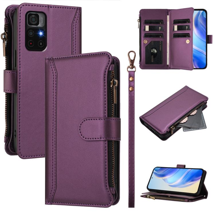 Magnetic Closure 9 Card Slots Zipper Leather Case with Hand Strap, For Redmi Note 12 Turbo / Poco F5, For Redmi K60 / K60 Pro / Poco F5 Pro, For Redmi Note 11 / 11S 4G / 12S 4G, For Redmi A1+ / A2+ / Poco C50 / Poco C51, For Redmi Note 11 Pro 4G / 5G  ...