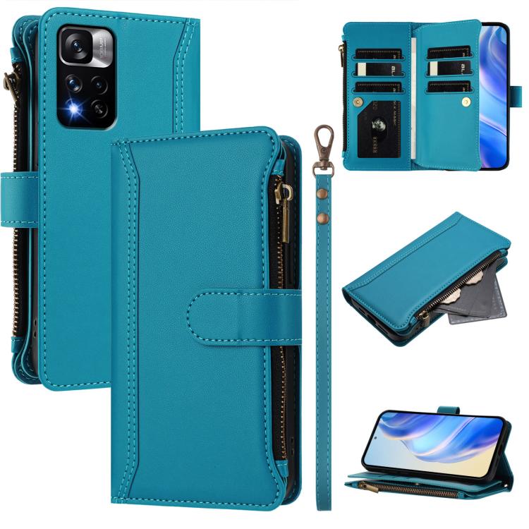 Magnetic Closure 9 Card Slots Zipper Leather Case with Hand Strap, For Redmi Note 12 Turbo / Poco F5, For Redmi K60 / K60 Pro / Poco F5 Pro, For Redmi Note 11 / 11S 4G / 12S 4G, For Redmi A1+ / A2+ / Poco C50 / Poco C51, For Redmi Note 11 Pro 4G / 5G  ...
