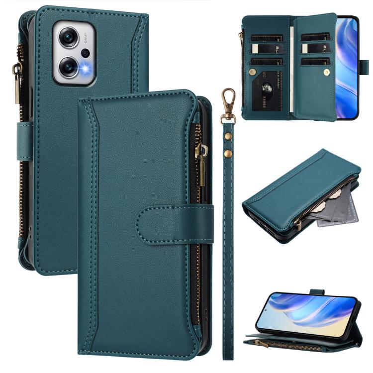 Magnetic Closure 9 Card Slots Zipper Leather Case with Hand Strap, For Redmi K80 / K80 Pro, For Redmi Note 14 Pro 4G, For Redmi Note 14 4G 163.25mm, For Redmi 14C 4G / 14R 5G / A3 Pro, For Redmi Note 14 Pro+ 5G, For Redmi K70 Ultra                     ...