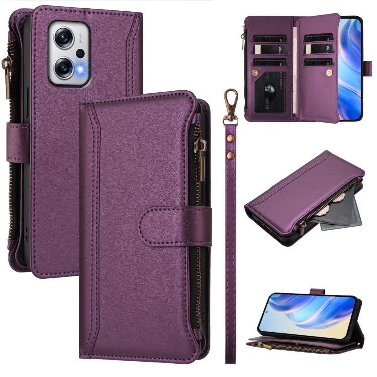Magnetic Closure 9 Card Slots Zipper Leather Case with Hand Strap, For Redmi K80 / K80 Pro, For Redmi Note 14 Pro 4G, For Redmi Note 14 4G 163.25mm, For Redmi 14C 4G / 14R 5G / A3 Pro, For Redmi Note 14 Pro+ 5G, For Redmi K70 Ultra                     ...