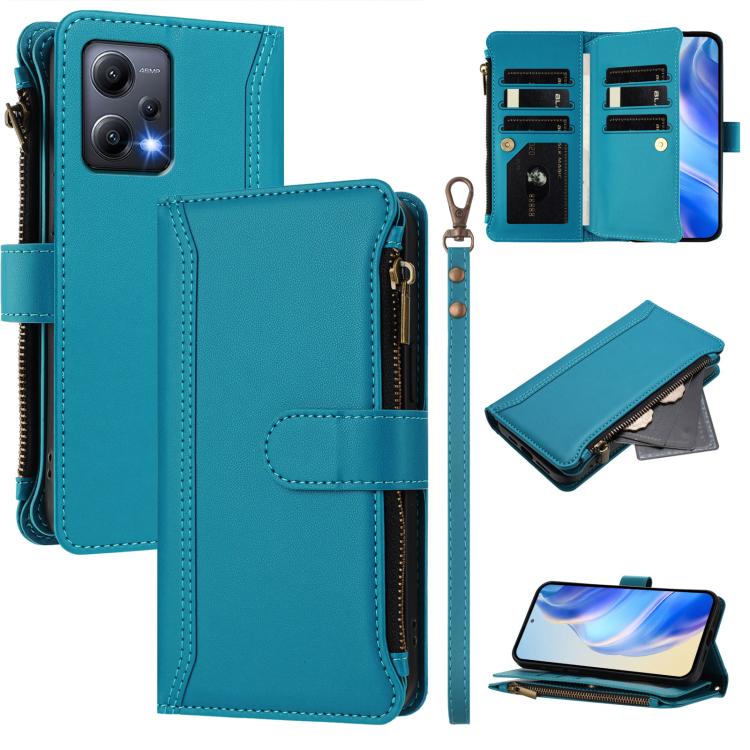 Magnetic Closure 9 Card Slots Zipper Leather Case with Hand Strap, For Redmi Note 12 Turbo / Poco F5, For Redmi K60 / K60 Pro / Poco F5 Pro, For Redmi Note 11 / 11S 4G / 12S 4G, For Redmi A1+ / A2+ / Poco C50 / Poco C51, For Redmi Note 11 Pro 4G / 5G  ...