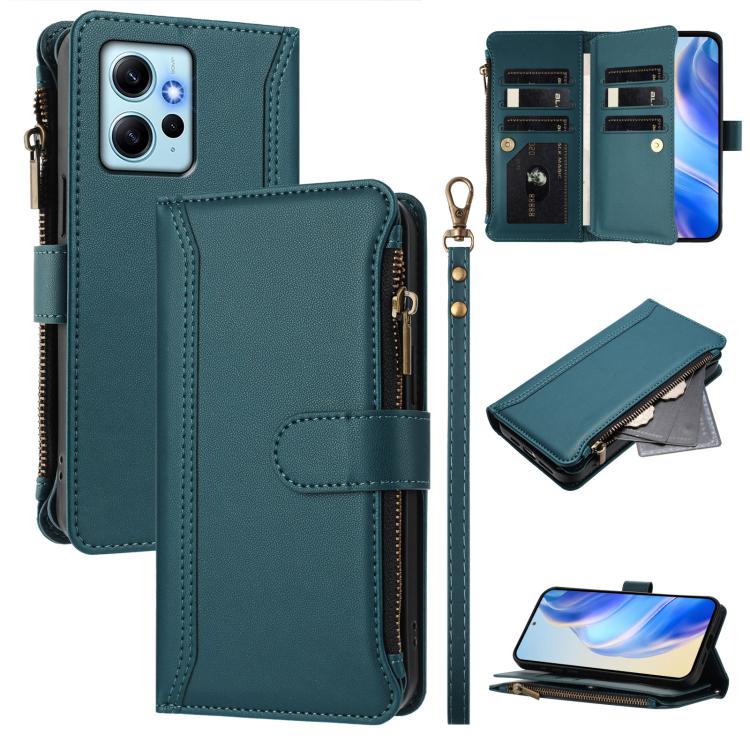 Magnetic Closure 9 Card Slots Zipper Leather Case with Hand Strap, For Redmi Note 12 Turbo / Poco F5, For Redmi K60 / K60 Pro / Poco F5 Pro, For Redmi Note 11 / 11S 4G / 12S 4G, For Redmi A1+ / A2+ / Poco C50 / Poco C51, For Redmi Note 11 Pro 4G / 5G  ...