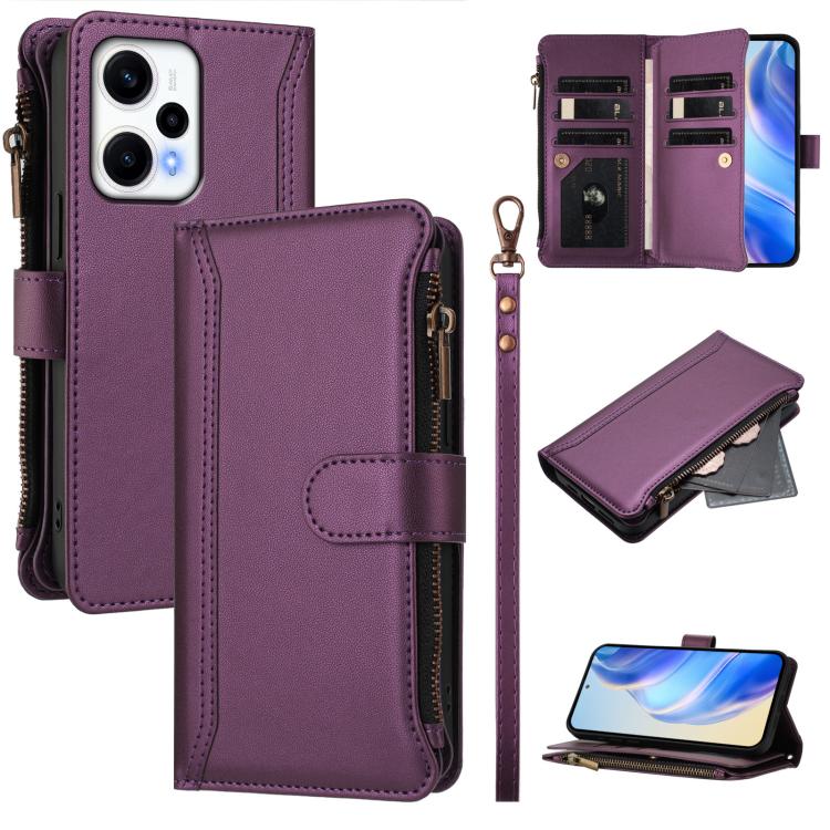 Magnetic Closure 9 Card Slots Zipper Leather Case with Hand Strap, For Redmi Note 12 Turbo / Poco F5, For Redmi K60 / K60 Pro / Poco F5 Pro, For Redmi Note 11 / 11S 4G / 12S 4G, For Redmi A1+ / A2+ / Poco C50 / Poco C51, For Redmi Note 11 Pro 4G / 5G  ...
