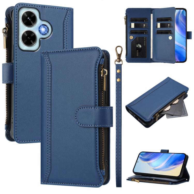 Magnetic Closure 9 Card Slots Zipper Leather Case with Hand Strap, For Redmi K80 / K80 Pro, For Redmi Note 14 Pro 4G, For Redmi Note 14 4G 163.25mm, For Redmi 14C 4G / 14R 5G / A3 Pro, For Redmi Note 14 Pro+ 5G, For Redmi K70 Ultra                     ...
