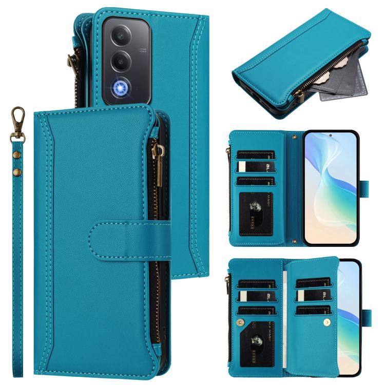 Magnetic Closure 9 Card Slots Zipper Leather Case with Hand Strap, For OPPO F29 Pro 5G Global, For OPPO F29 5G Global, For OPPO Reno13 F 5G/Reno13 F 4G India, For OPPO A3 4G Global / A60 5G Global, For OPPO Find X8 5G Global                            ...