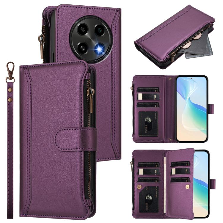Magnetic Closure 9 Card Slots Zipper Leather Case with Hand Strap, For OPPO F29 Pro 5G Global, For OPPO F29 5G Global, For OPPO Reno13 F 5G/Reno13 F 4G India, For OPPO A3 4G Global / A60 5G Global, For OPPO Find X8 5G Global                            ...