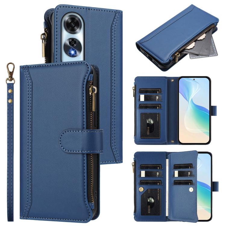 Magnetic Closure 9 Card Slots Zipper Leather Case with Hand Strap, For OPPO F29 Pro 5G Global, For OPPO F29 5G Global, For OPPO Reno13 F 5G/Reno13 F 4G India, For OPPO A3 4G Global / A60 5G Global, For OPPO Find X8 5G Global                            ...