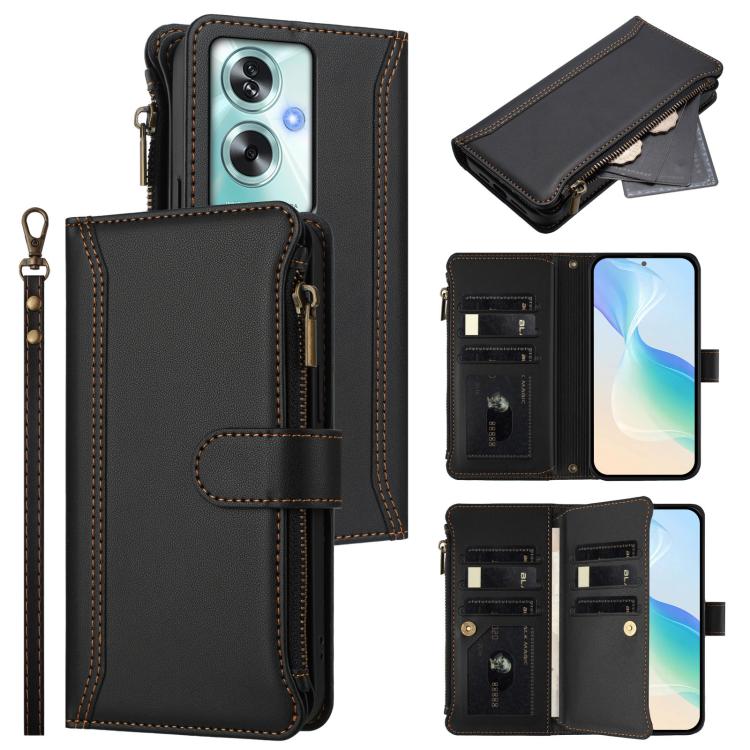 Magnetic Closure 9 Card Slots Zipper Leather Case with Hand Strap, For OPPO F19 Pro / Reno5 F / Reno5 Lite, For OPPO A94 5G Global / Reno5 Z, For OPPO A54 5G / A74 5G, For OPPO A93 4G 2020 Global / F17 Pro, For OPPO A72 / A52 / A92 4G, For OPPO A92S 5G...