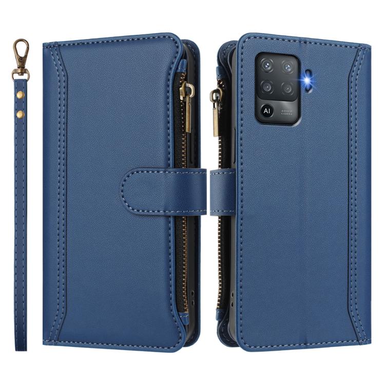Magnetic Closure 9 Card Slots Zipper Leather Case with Hand Strap, For OPPO F19 Pro / Reno5 F / Reno5 Lite, For OPPO A94 5G Global / Reno5 Z, For OPPO A54 5G / A74 5G, For OPPO A93 4G 2020 Global / F17 Pro, For OPPO A72 / A52 / A92 4G, For OPPO A92S 5G...