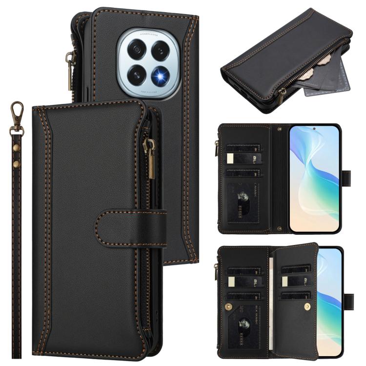 Magnetic Closure 9 Card Slots Zipper Leather Case with Hand Strap, For OPPO F29 Pro 5G Global, For OPPO F29 5G Global, For OPPO Reno13 F 5G/Reno13 F 4G India, For OPPO A3 4G Global / A60 5G Global, For OPPO Find X8 5G Global                            ...