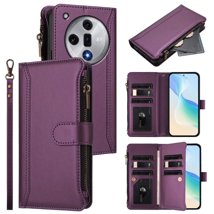 Magnetic Closure 9 Card Slots Zipper Leather Case with Hand Strap, For OPPO F29 Pro 5G Global, For OPPO F29 5G Global, For OPPO Reno13 F 5G/Reno13 F 4G India, For OPPO A3 4G Global / A60 5G Global, For OPPO Find X8 5G Global                            ...
