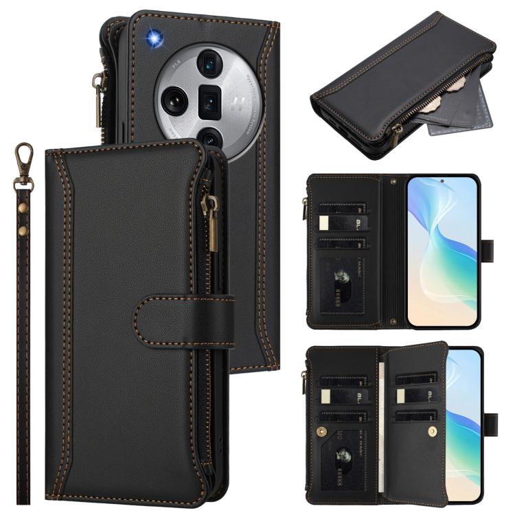 Magnetic Closure 9 Card Slots Zipper Leather Case with Hand Strap, For OPPO F29 Pro 5G Global, For OPPO F29 5G Global, For OPPO Reno13 F 5G/Reno13 F 4G India, For OPPO A3 4G Global / A60 5G Global, For OPPO Find X8 5G Global                            ...