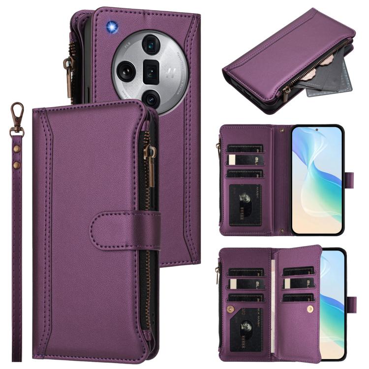 Magnetic Closure 9 Card Slots Zipper Leather Case with Hand Strap, For OPPO F29 Pro 5G Global, For OPPO F29 5G Global, For OPPO Reno13 F 5G/Reno13 F 4G India, For OPPO A3 4G Global / A60 5G Global, For OPPO Find X8 5G Global                            ...