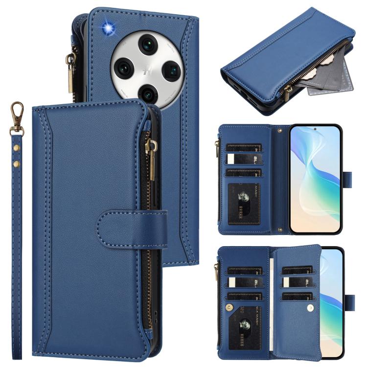 Magnetic Closure 9 Card Slots Zipper Leather Case with Hand Strap, For OPPO Find X8 Pro 5G Global, For OPPO A78 5G Global / A1X 5G, For OPPO Find X6 Pro 5G Global, For OPPO Find X6 5G Global, For OPPO A1 Pro 5G / Reno8 T 5G Global                      ...
