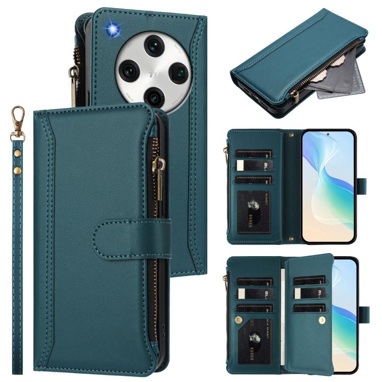 Magnetic Closure 9 Card Slots Zipper Leather Case with Hand Strap, For OPPO Find X8 Pro 5G Global, For OPPO A78 5G Global / A1X 5G, For OPPO Find X6 Pro 5G Global, For OPPO Find X6 5G Global, For OPPO A1 Pro 5G / Reno8 T 5G Global                      ...