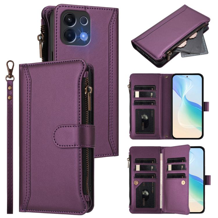 Magnetic Closure 9 Card Slots Zipper Leather Case with Hand Strap, For OPPO Reno16 F 5G/Reno16 FS 5G, For OPPO Reno16/Reno16 Pro 5G Global, For OPPO Find X9s Pro 5G, For OPPO Find X9 Ultra, For OPPO Find X9, For OPPO A6 GT 5G, For OPPO Find X9 Pro     ...