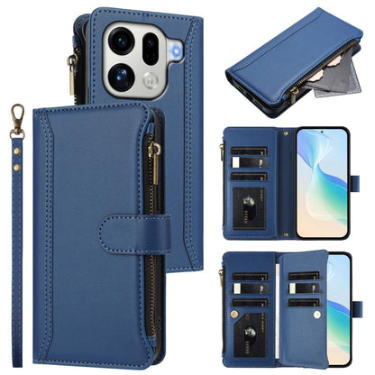 Magnetic Closure 9 Card Slots Zipper Leather Case with Hand Strap, For OPPO Reno16 F 5G/Reno16 FS 5G, For OPPO Reno16/Reno16 Pro 5G Global, For OPPO Find X9s Pro 5G, For OPPO Find X9 Ultra, For OPPO Find X9, For OPPO A6 GT 5G, For OPPO Find X9 Pro     ...