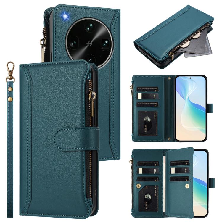Magnetic Closure 9 Card Slots Zipper Leather Case with Hand Strap, For OPPO Reno16 F 5G/Reno16 FS 5G, For OPPO Reno16/Reno16 Pro 5G Global, For OPPO Find X9s Pro 5G, For OPPO Find X9 Ultra, For OPPO Find X9, For OPPO A6 GT 5G, For OPPO Find X9 Pro     ...