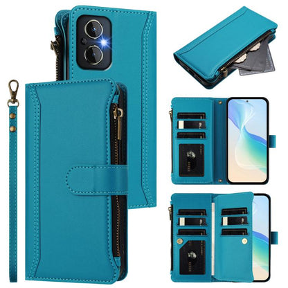Magnetic Closure 9 Card Slots Zipper Leather Case with Hand Strap, For OPPO Reno8 4G Global / Reno7 4G Global, For OPPO Reno9 5G / 9 Pro 5G, For OPPO Reno8 Pro+ 5G, For OPPO Reno8 Pro 5G, For OPPO Reno8 5G Global, For OPPO Reno7 5G Global / Find X5 Lit...