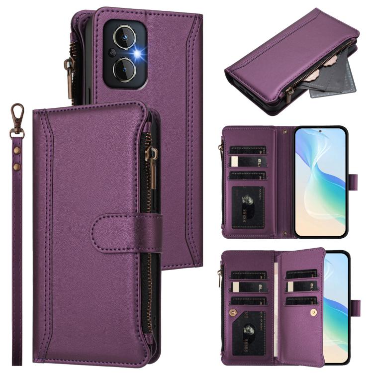 Magnetic Closure 9 Card Slots Zipper Leather Case with Hand Strap, For OPPO Reno8 4G Global / Reno7 4G Global, For OPPO Reno9 5G / 9 Pro 5G, For OPPO Reno8 Pro+ 5G, For OPPO Reno8 Pro 5G, For OPPO Reno8 5G Global, For OPPO Reno7 5G Global / Find X5 Lit...