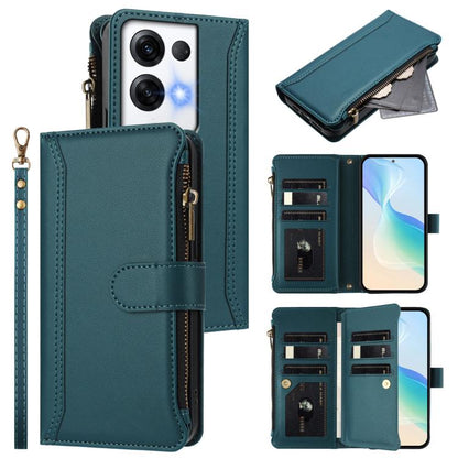 Magnetic Closure 9 Card Slots Zipper Leather Case with Hand Strap, For OPPO Reno8 4G Global / Reno7 4G Global, For OPPO Reno9 5G / 9 Pro 5G, For OPPO Reno8 Pro+ 5G, For OPPO Reno8 Pro 5G, For OPPO Reno8 5G Global, For OPPO Reno7 5G Global / Find X5 Lit...