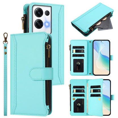 Magnetic Closure 9 Card Slots Zipper Leather Case with Hand Strap, For OPPO Reno8 4G Global / Reno7 4G Global, For OPPO Reno9 5G / 9 Pro 5G, For OPPO Reno8 Pro+ 5G, For OPPO Reno8 Pro 5G, For OPPO Reno8 5G Global, For OPPO Reno7 5G Global / Find X5 Lit...