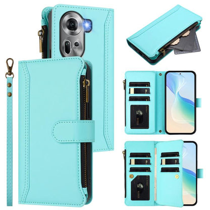 Magnetic Closure 9 Card Slots Zipper Leather Case with Hand Strap, For OPPO A5 5G / A3 Pro 5G Global, For OPPO Reno14 Pro 5G Global, For OPPO Reno14 5G Global, For OPPO Reno13 Pro 5G Global, For OPPO Reno13 5G Global, For OPPO Reno13 F 5G Global       ...