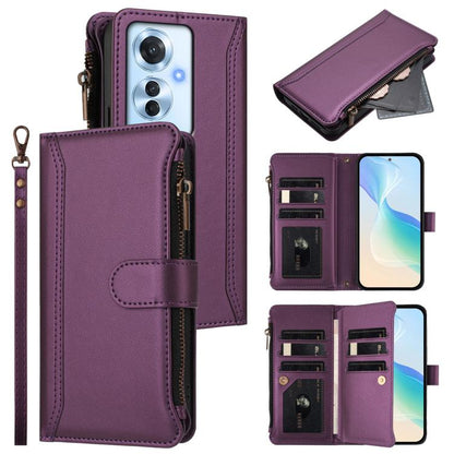 Magnetic Closure 9 Card Slots Zipper Leather Case with Hand Strap, For OPPO A5 5G / A3 Pro 5G Global, For OPPO Reno14 Pro 5G Global, For OPPO Reno14 5G Global, For OPPO Reno13 Pro 5G Global, For OPPO Reno13 5G Global, For OPPO Reno13 F 5G Global       ...