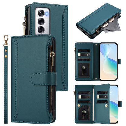 Magnetic Closure 9 Card Slots Zipper Leather Case with Hand Strap, For OPPO A5 5G / A3 Pro 5G Global, For OPPO Reno14 Pro 5G Global, For OPPO Reno14 5G Global, For OPPO Reno13 Pro 5G Global, For OPPO Reno13 5G Global, For OPPO Reno13 F 5G Global       ...