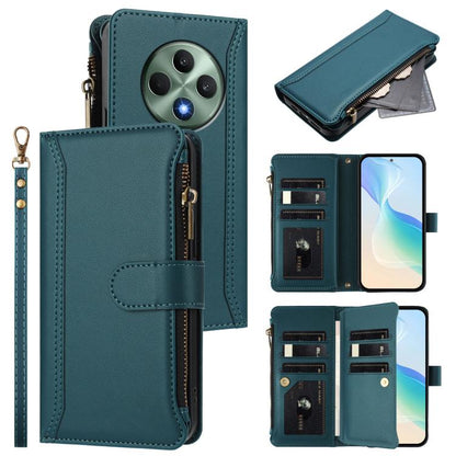 Magnetic Closure 9 Card Slots Zipper Leather Case with Hand Strap, For OPPO A5 5G / A3 Pro 5G Global, For OPPO Reno14 Pro 5G Global, For OPPO Reno14 5G Global, For OPPO Reno13 Pro 5G Global, For OPPO Reno13 5G Global, For OPPO Reno13 F 5G Global       ...