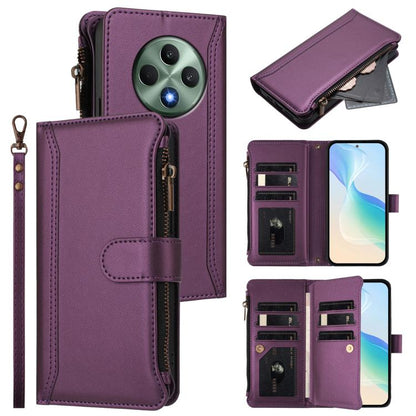 Magnetic Closure 9 Card Slots Zipper Leather Case with Hand Strap, For OPPO A5 5G / A3 Pro 5G Global, For OPPO Reno14 Pro 5G Global, For OPPO Reno14 5G Global, For OPPO Reno13 Pro 5G Global, For OPPO Reno13 5G Global, For OPPO Reno13 F 5G Global       ...