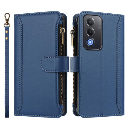 Magnetic Closure 9 Card Slots Zipper Leather Case with Hand Strap, For OPPO A5 5G / A3 Pro 5G Global, For OPPO Reno14 Pro 5G Global, For OPPO Reno14 5G Global, For OPPO Reno13 Pro 5G Global, For OPPO Reno13 5G Global, For OPPO Reno13 F 5G Global       ...