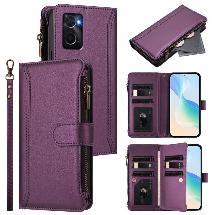 Magnetic Closure 9 Card Slots Zipper Leather Case with Hand Strap, For Realme 10 Pro 5G, For Realme 10 Pro+ 5G, For Realme 10 4G Global, For Realme C30 4G / Narzo 50i Prime / C30S, For Realme GT NEO 3T, For Realme 9 Pro+ 5G / Narzo 50 Pro              ...