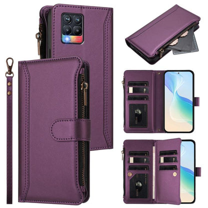 Magnetic Closure 9 Card Slots Zipper Leather Case with Hand Strap, For Realme 10 Pro 5G, For Realme 10 Pro+ 5G, For Realme 10 4G Global, For Realme C30 4G / Narzo 50i Prime / C30S, For Realme GT NEO 3T, For Realme 9 Pro+ 5G / Narzo 50 Pro              ...