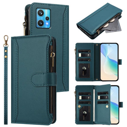 Magnetic Closure 9 Card Slots Zipper Leather Case with Hand Strap, For Realme 10 Pro 5G, For Realme 10 Pro+ 5G, For Realme 10 4G Global, For Realme C30 4G / Narzo 50i Prime / C30S, For Realme GT NEO 3T, For Realme 9 Pro+ 5G / Narzo 50 Pro              ...